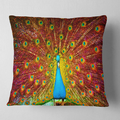 Peacock Dancing - Animal Printed Throw Pillow