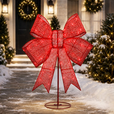 Décoration de Noël 44 po 2 en 1 avec 8 modes d'éclairage, minuterie et lumières DEL pour l'extérieur et l'intérieur, rouge