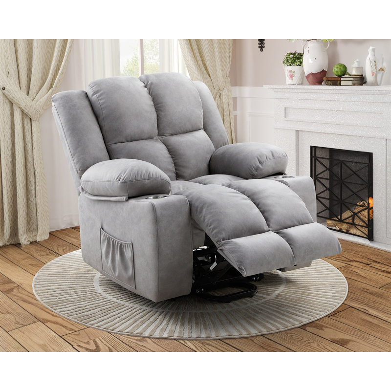 Fauteuil de massage inclinable électrique, Mélange de polyester gris clair