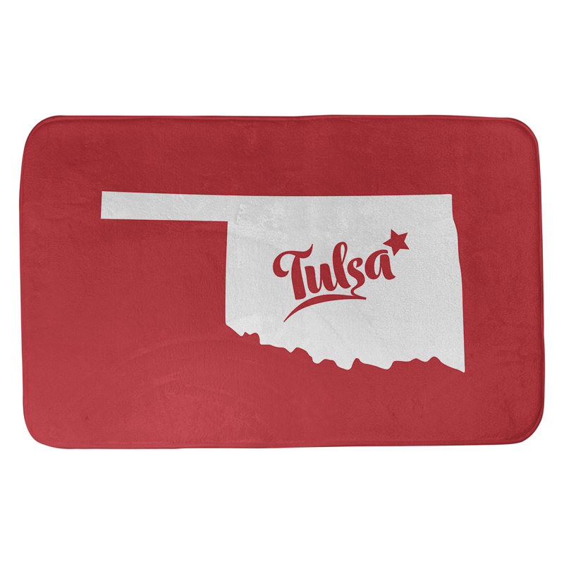 Tapis pour salle de bain en microfibre rectangulaire antidérapant antidérapant, L 21 po x L 34 po, Rouge, Tulsa, Oklahoma