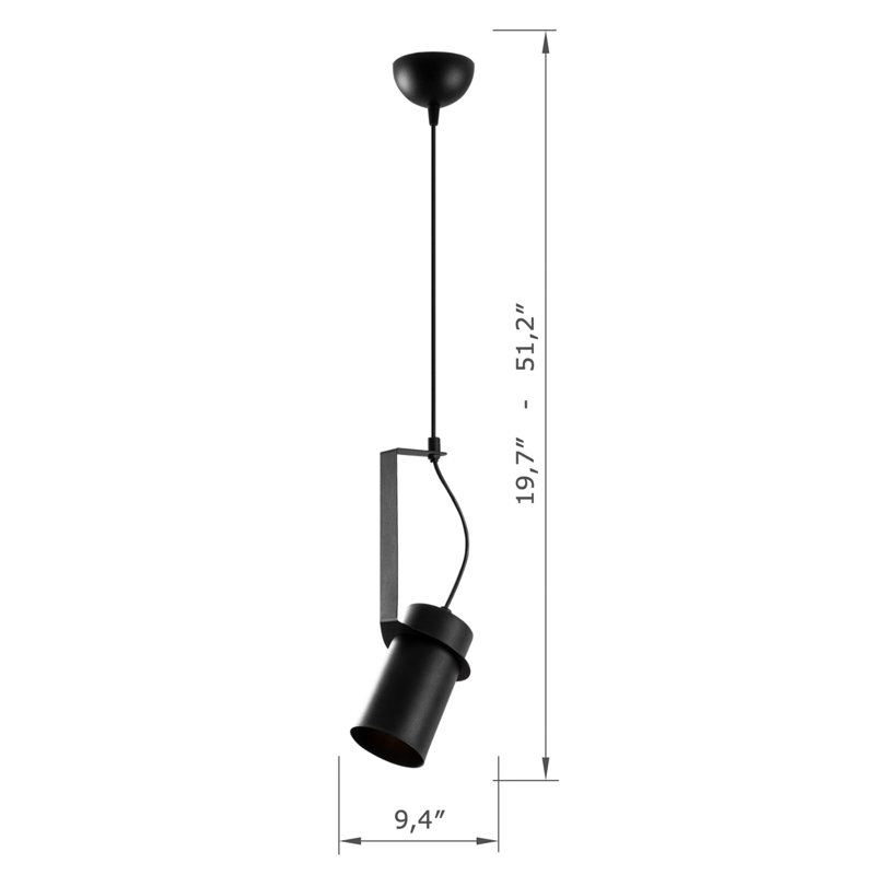 Luminaire suspendu en métal à hauteur réglable