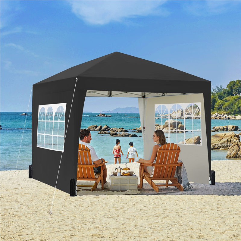 3m x 3m Iron Pop-Up Gazebo, 287cm H x 300cm W x 300cm D, Black
