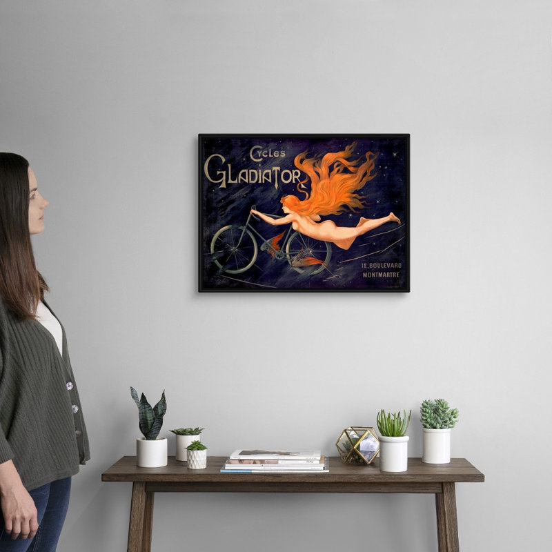 Cycles Gladiator par Georges Massias - reproduction d'art sur toile, Cadre noir, H 20 po x l 26 po x P 1,75 po