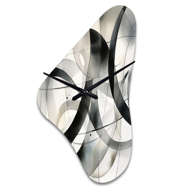Keistutis Abstract Neutral XV - horloge géométrique asymétrique en métal, Grand