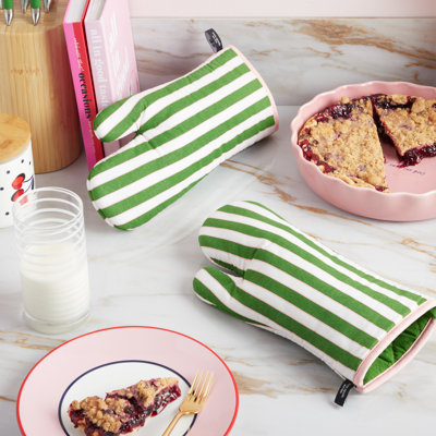 Kate Spade New York Loop And Dot Striped Cotton Oven Mitt Set Set