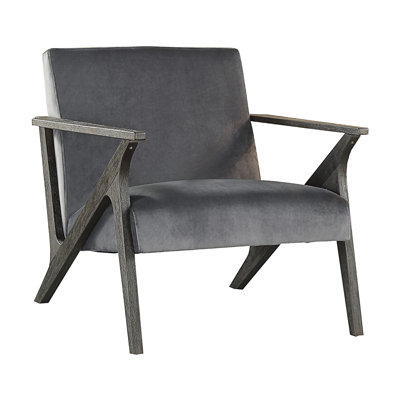 Retro Style Upholstered Gray Accent Chair 1Pc Solid Rubberwood Antique Gray Finish Modern Home Furniture -  Corrigan StudioÂ®, 21F20B4EE23745A084B3043793CD72B2