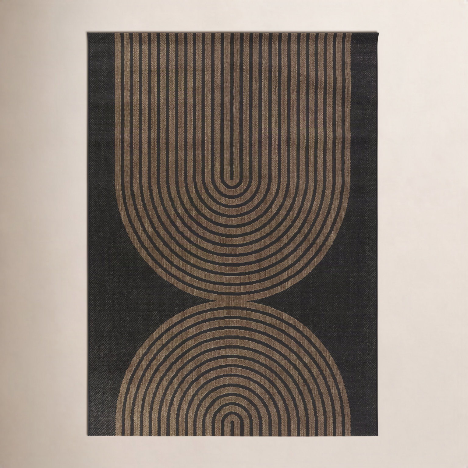 Sophia Black Brown Flatweave Geometric Rug, Rectangle 7'10" x 10'