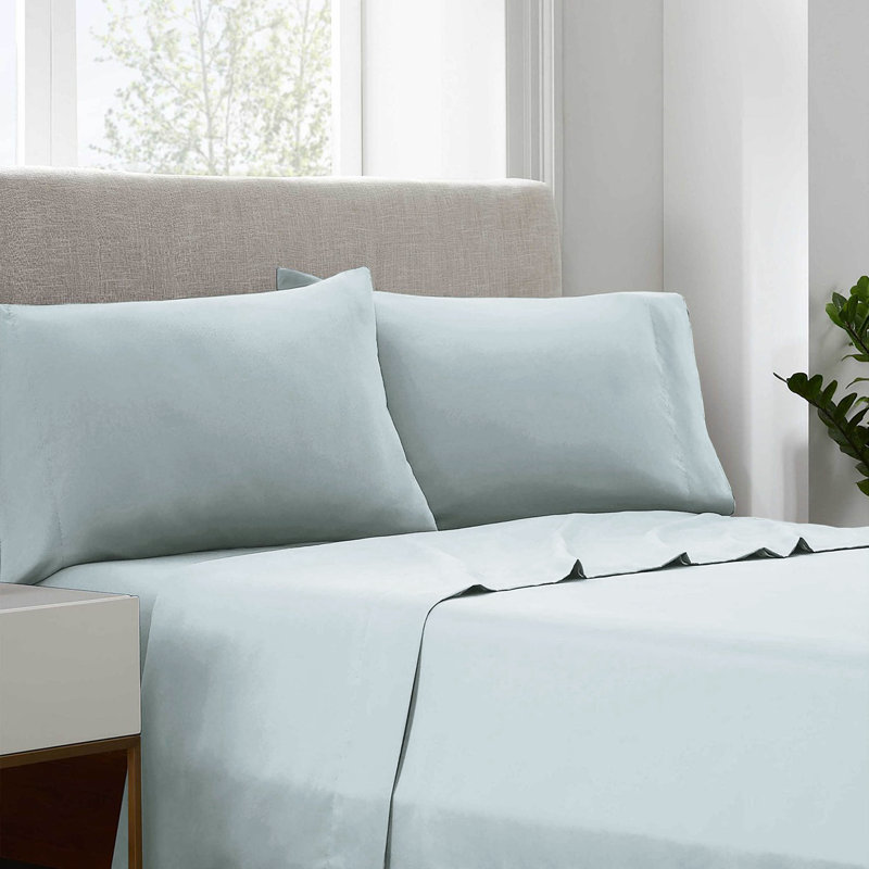 Taie d'oreiller en satin 400 fils, Bleu ciel, Simple