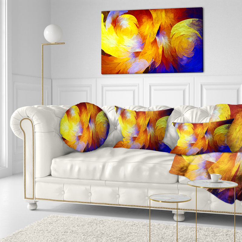 Motif de fractale jaune - Coussin décoratif imprimé abstrait