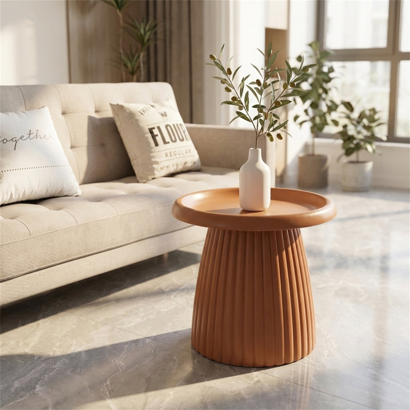Table d'appoint ronde 19,69 po de diamètre, Café clair, H 17,91 po x L 19,69 po x l 19,69 po