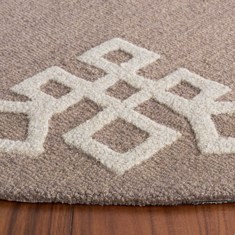 Martha Stewart Hand Tufted Wool; Cotton Geometric Indoor / Outdoor Rug, Round 6'