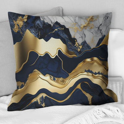 Coussin bleu et or captivant Abstraction I - Abstract Marble