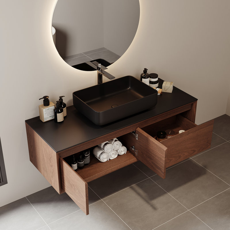 48' Single Bathroom Vanity, Pre-Assembled Wall Mounted Vanity Solid Wood Cabinets, Floating Vanities with Storage, Bathroom Vanity with Bathroom Sink