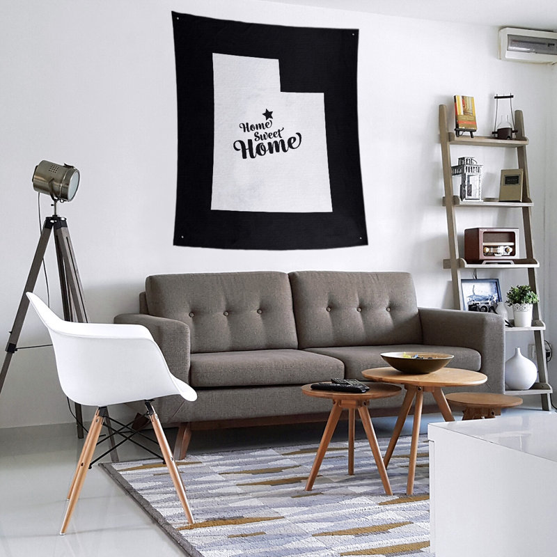 Tapisserie murale Home Sweet Provo, H 60 po x l 51 po, Noir