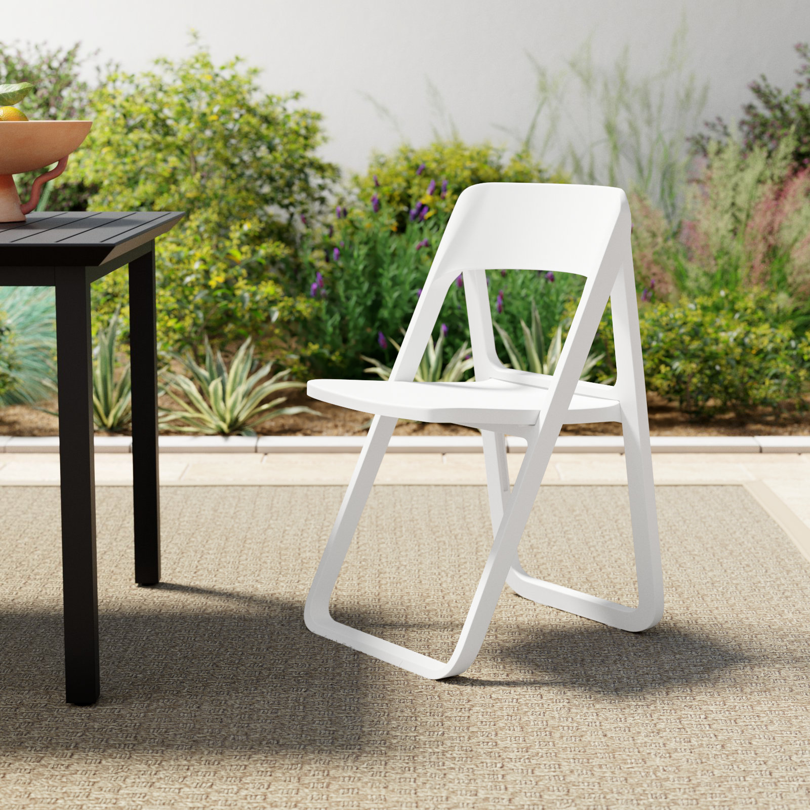 Armo Foldable Patio Side Chair, White