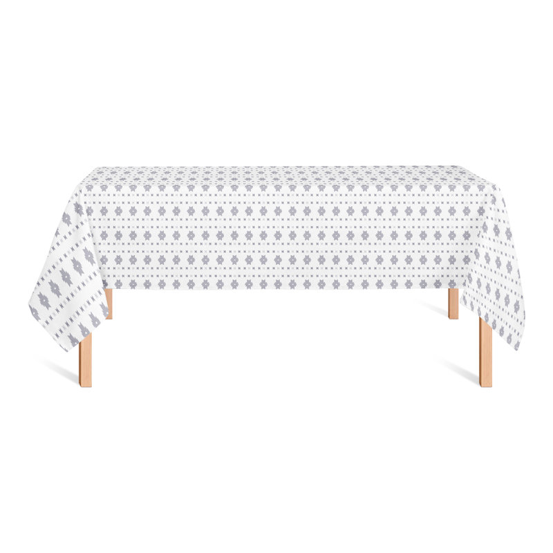 Rectangular Geometric Polyester Tablecloth, Blue