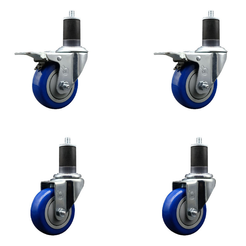 Ensemble de roulettes extensibles en poly pivotant 1-5 / 8 pouces avec 2 freins à verrouillage total