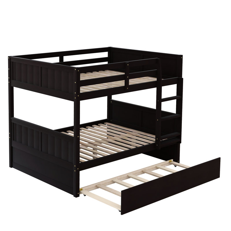 Lit double au-dessus d'un lit superposé avec lit gigogne simple, Espresso