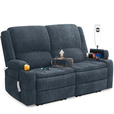Loveseat Recliner Sofa, Loveseat with Removable Armrest, USB Ports, Cup Holders