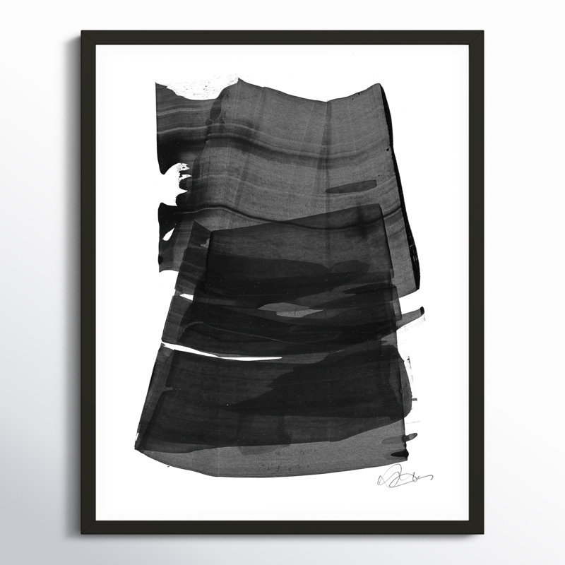 Brushstroke 2 Painting by Jacques Pilon, 25" H x 20" W x 1.25" D, Black