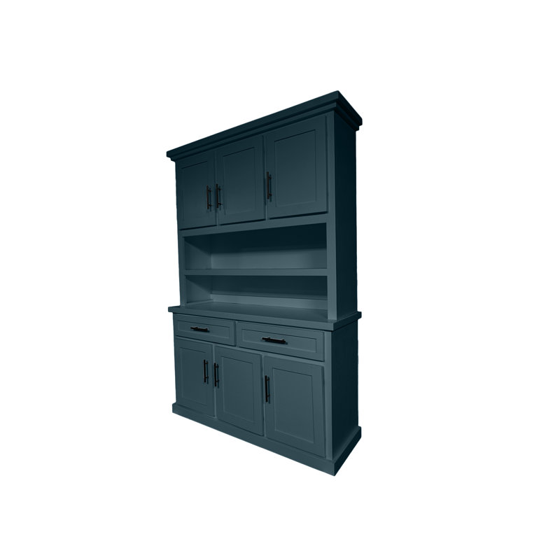 Shaker Style Dining Hutch and Buffet Cabinet, Smokey Blue