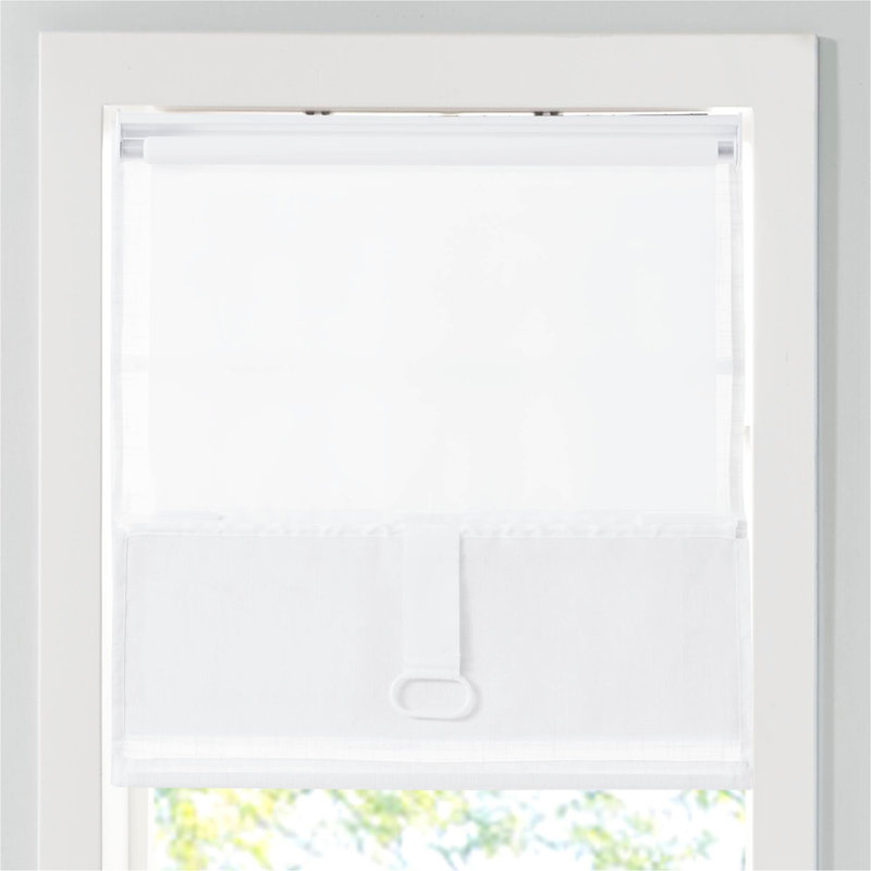 Store romain sans cordon 1 pièce en mélange de lin filtrant la lumière 34 x 64 po, blanc
