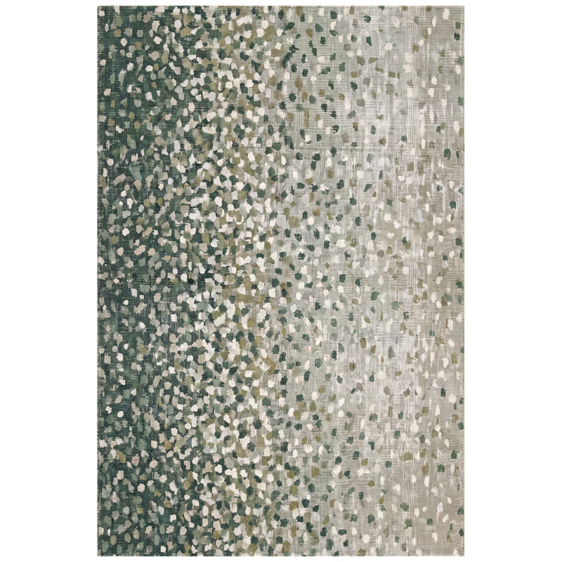 Tapis Sutcliffe moderne à motif mosaïque mouchetée abstraite verte, grise et blanche, lavable à la machine, antidérapant, à poils courts, pour l'intérieur et l'extérieur, adapté aux animaux domestiques, idéal pour le salon, la chambre, la salle à manger, l'entrée, le couloir ou le bureau.