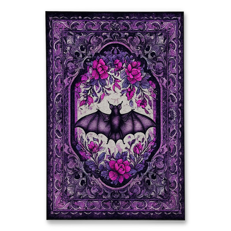 Tapis mauve à motif tissé lavable Mosso, 3 pi 11 po x 5 pi 11 po