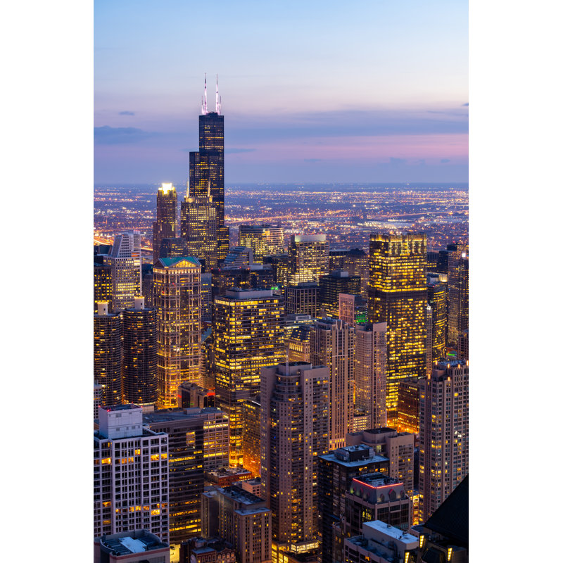 Aerial View Of Chicago Skylines South - Wrapped Canvas Print, 46cm H x 30cm W x 3.8cm D