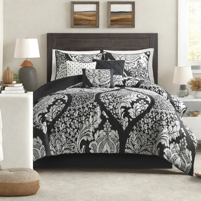 Premium Bedding Sets Cotton Sateen Cal King, Modern Damask For Home