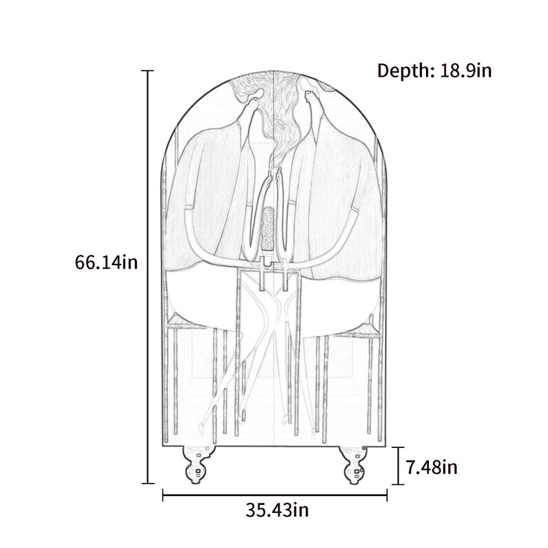 Armoire arquée avec tablettes et portes