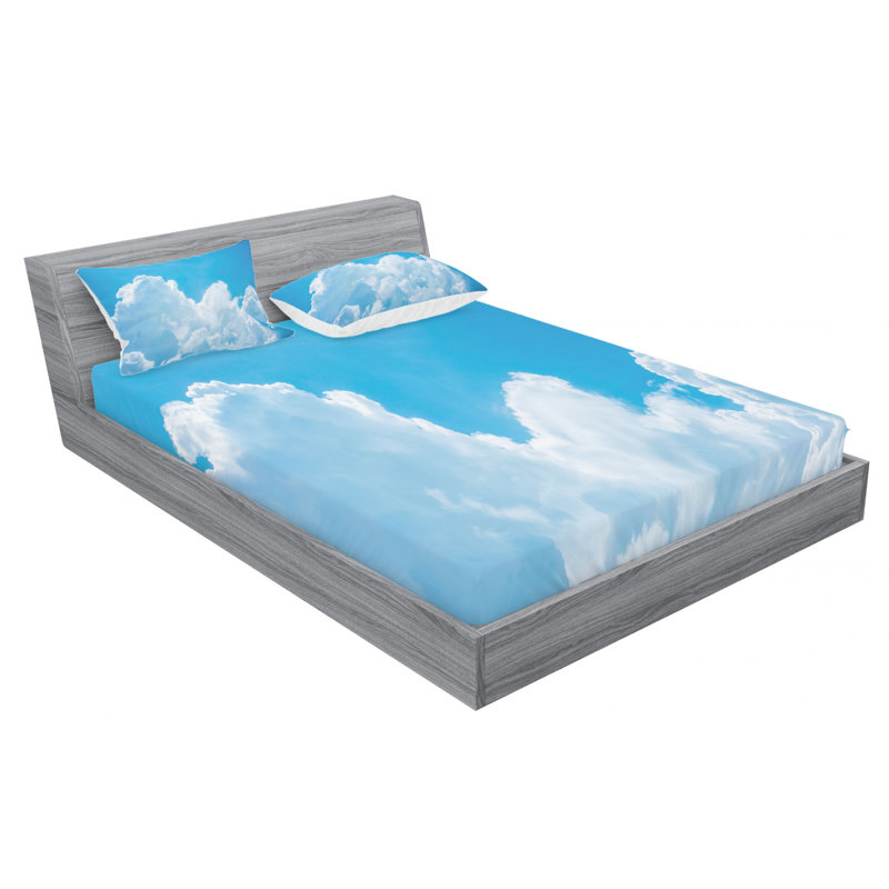 Clouds Microfiber Sheet Set, Full Sheet Set with Fitted Sheet