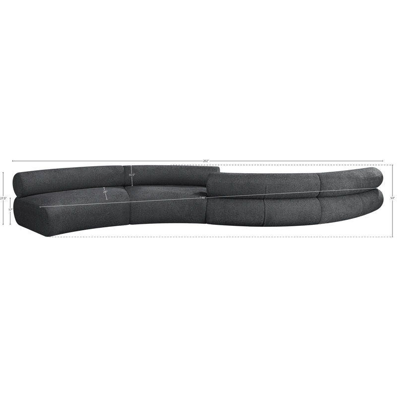 Bale 202" Upholstered Sectional, Grey Chenille Fabric