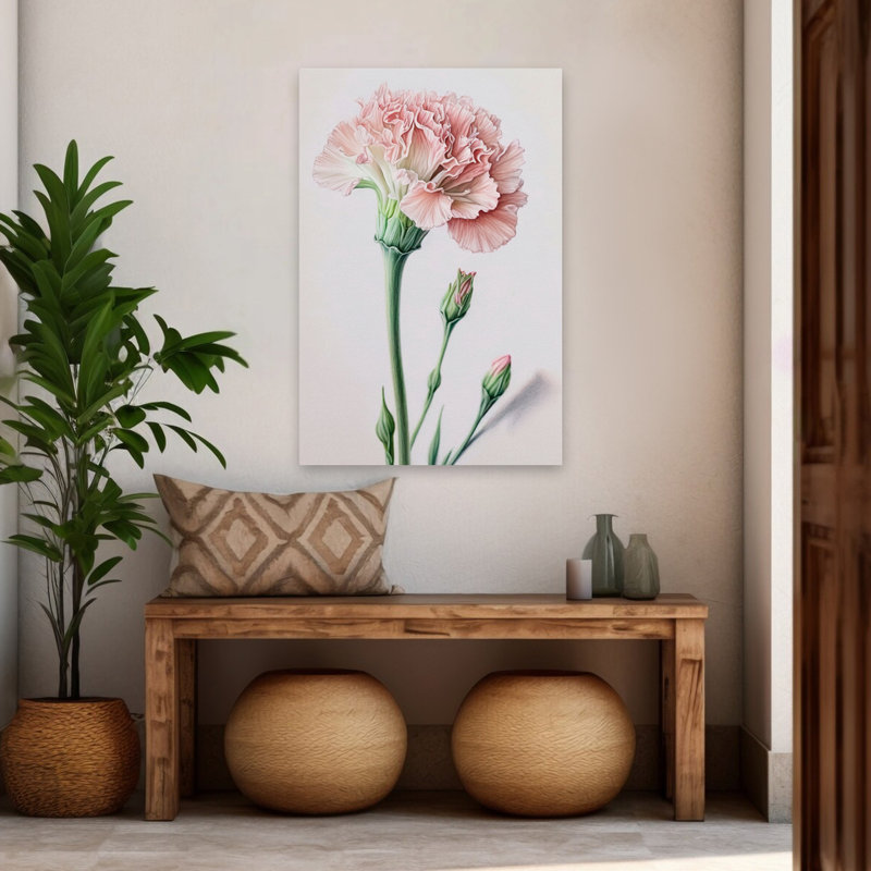 Œillets rose poudré - Art floral, H 48 po x l 32 po
