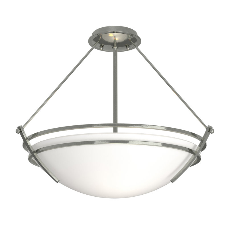 Tryne Semi Flush Mount, Sterling, 16.8" H x 18" W x 18" D, Opal