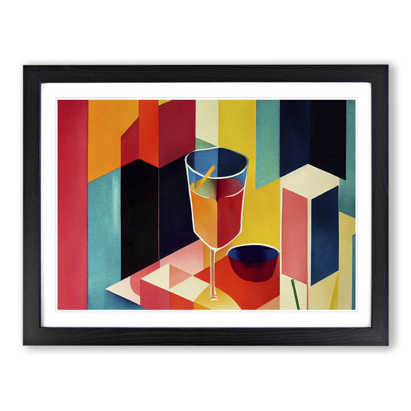 Watercolour Cocktail Painting Vol.1 Abstract - Single Picture Frame Print, Black, 25cm H x 34cm W x 2cm D