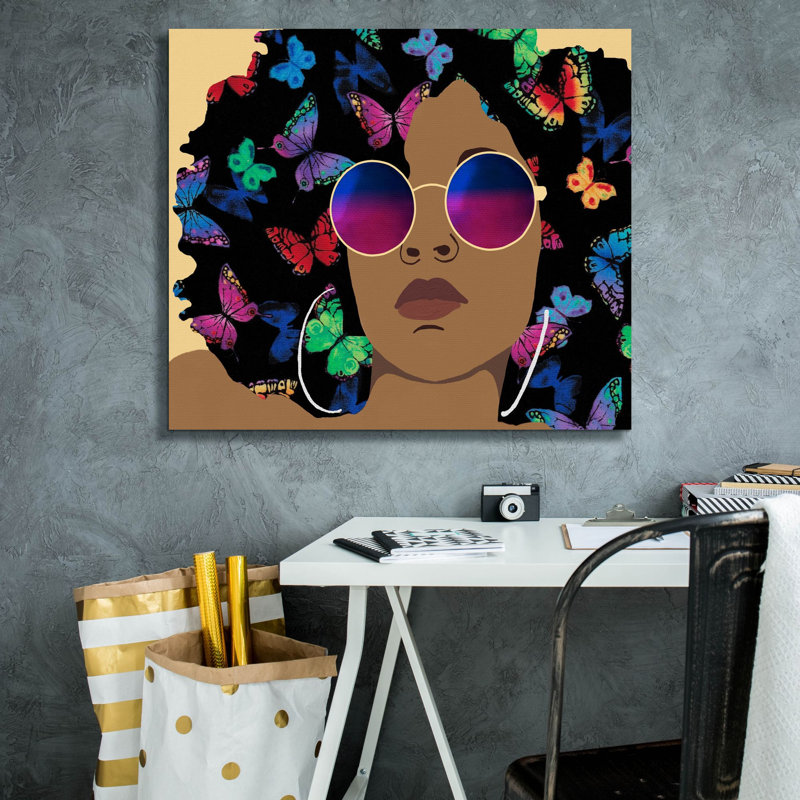  «Butterfly Diva 1» par Alonzo Saunders, art mural sur toile, 30 po x 26 po, H 26 po x l 30 po