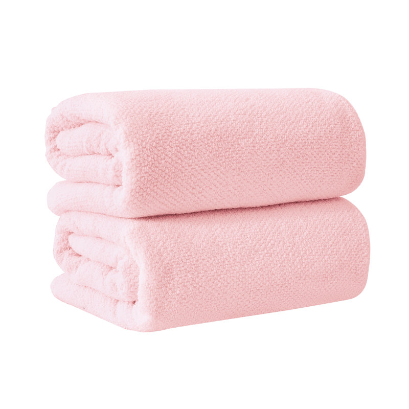 Drap de bain 100% coton texturé, Pink, Drap de bain - paquet de 2