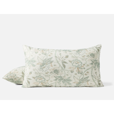 Sea Bloom Print Sham King Natural W/Sage
