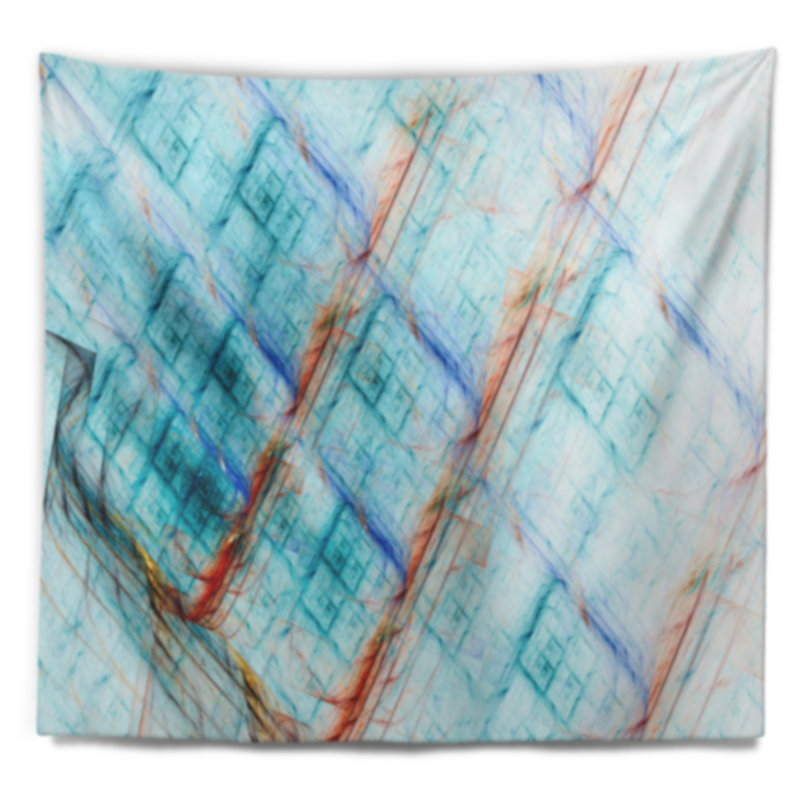Tapisserie abstraite en métal bleu clair, H 50 po x l 60 po