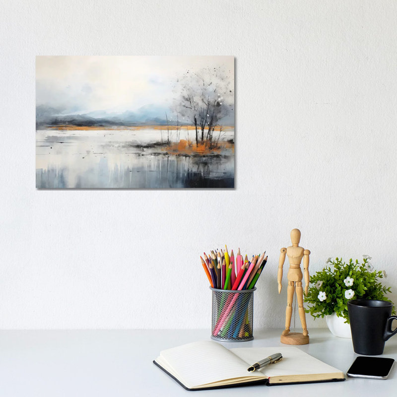 «Gray Lake Landscape», reproduction d'art sur toile tendue, H 8 po x l 12 po