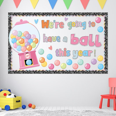 Ensemble de décorations pour babillard Gumball Machine - Pastel Bubble Gumball, décor de salle de classe avec découpes et bordures de cahier de composition