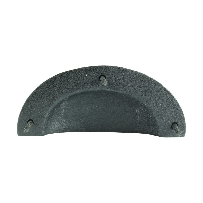 Black Wrought Iron Cup Bin Pulls with Mounting Hardware, Set of 6