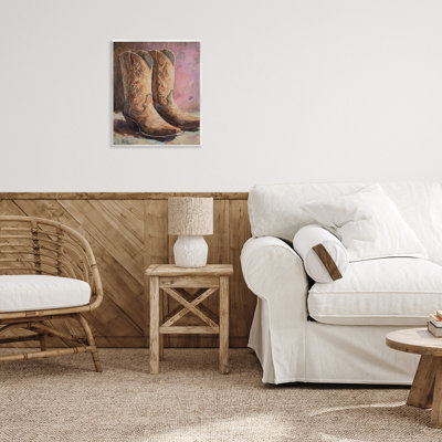 Distressed Brown Cowboy Boots Wall Plaque, design by Petal Prints Design