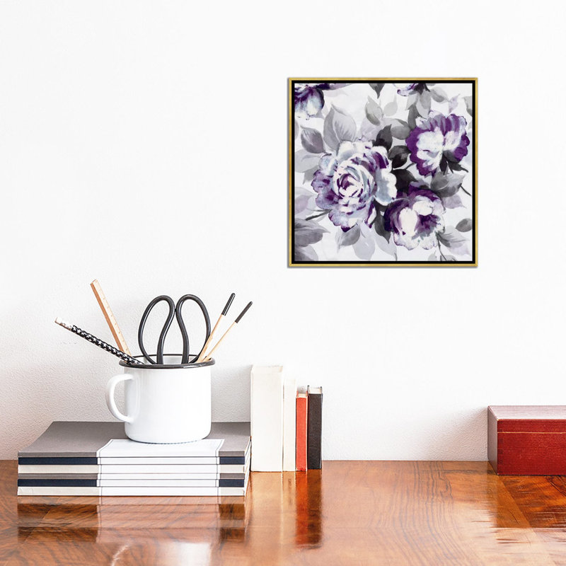Scent of Plum Roses III, reproduction d'art, H 26 po x l 26 po x P 1,5 po, Toile encadrée d'or