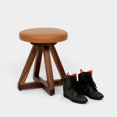 X Leather Accent Stool