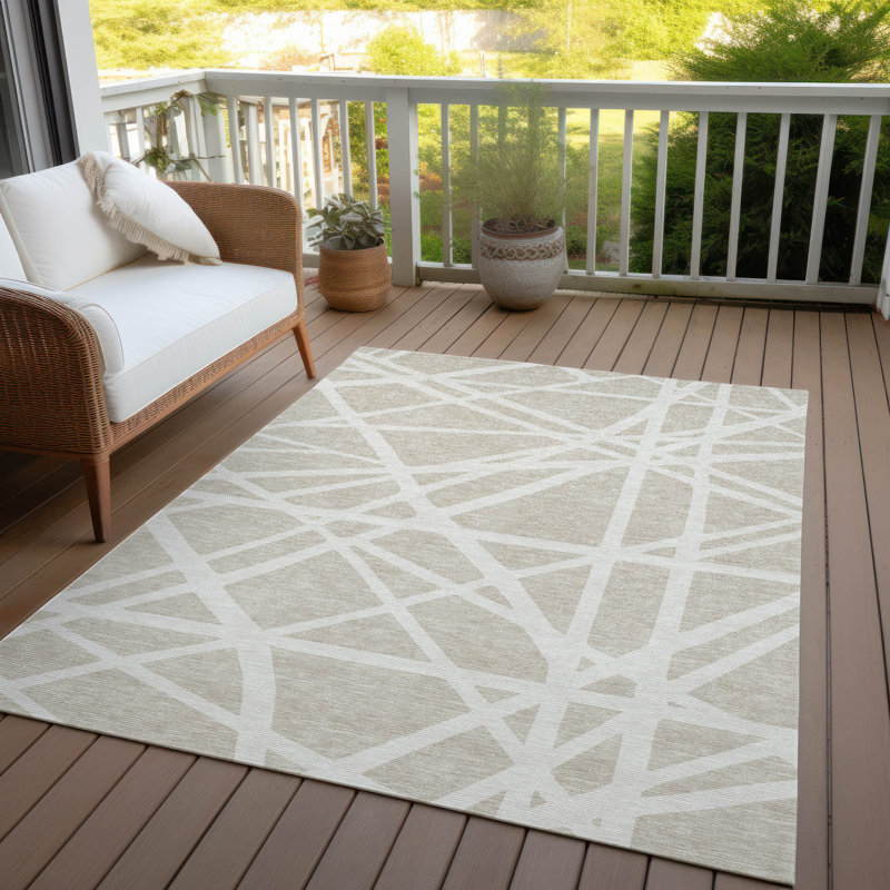 Tapis intérieur / extérieur beige Zephina , 8 pi x 10 pi