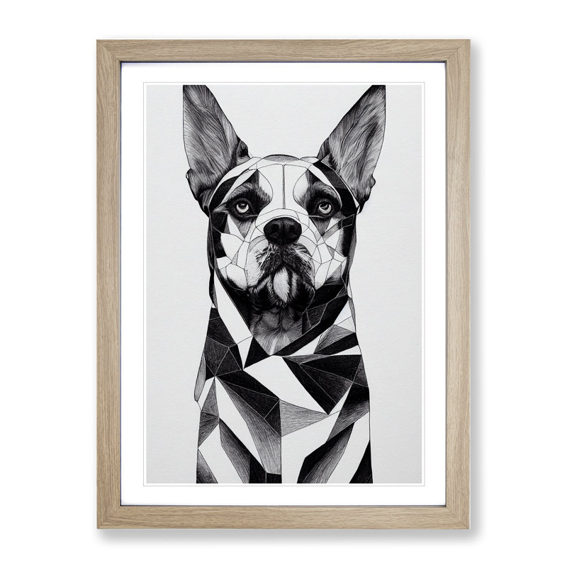 Deluxe Dog Abstract - Framed Print, 64cm H x 46cm W x 2cm D, Oak