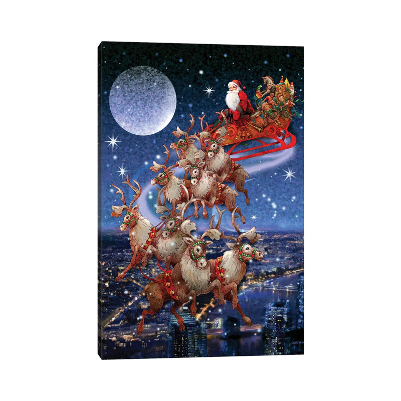 «Santa's Sleighride» par Giordano Studios - impression sur toile tendue, H 40 po x l 26 po x P 1,5 po
