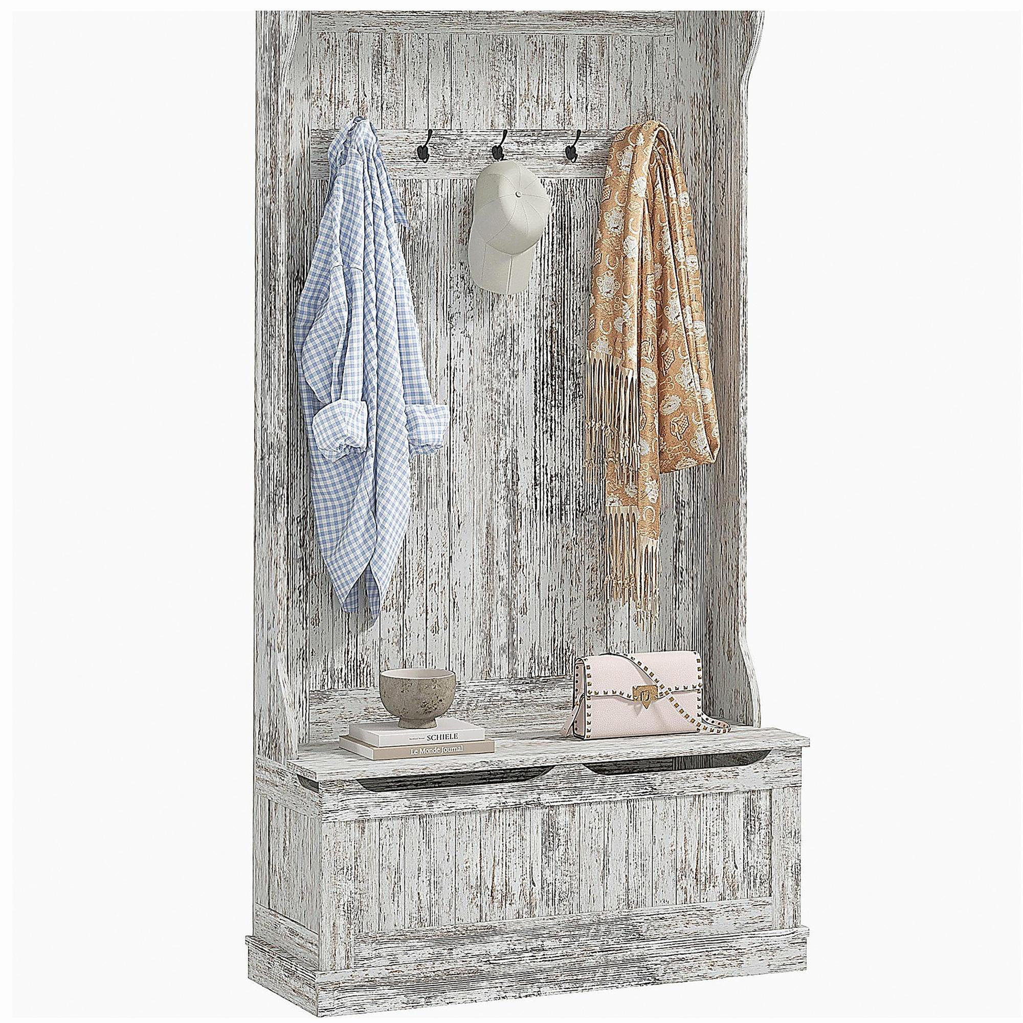 August Grove® 3-In-1 Entryway Hall Tree with Storage Bench, Coat Rack ...